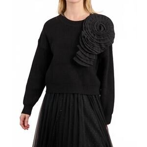 NEW MOLLY BRACKEN embellish me big sweater in black